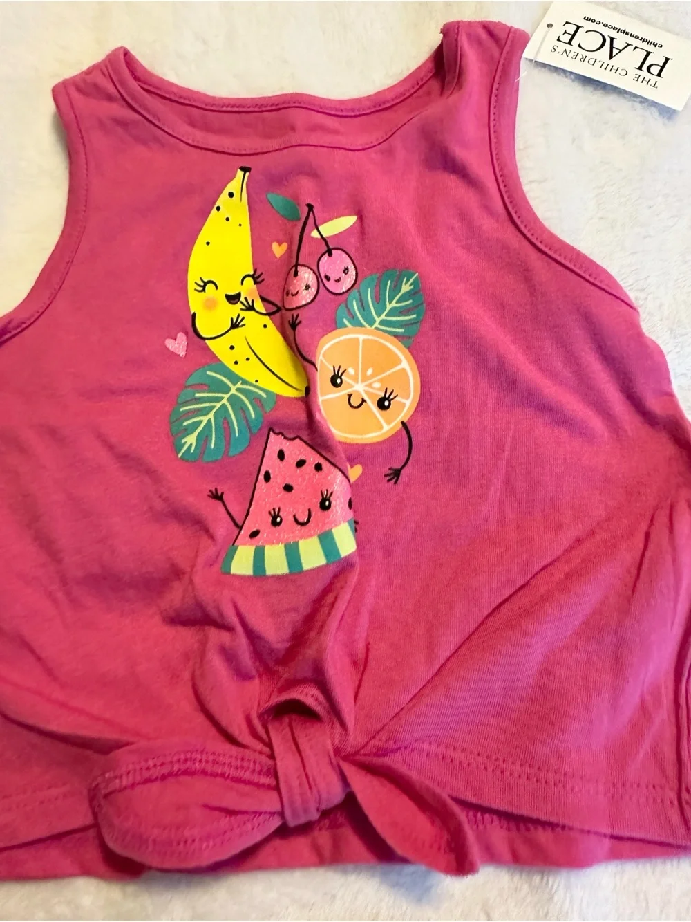 The Children's Place Pink Fruit Graphic Tie-Front Tank